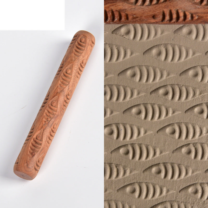 Wooden Pottery Pattern Rolling Pin/Bar